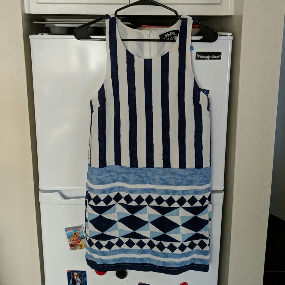 Leota Navy and White Striped Tank Dress